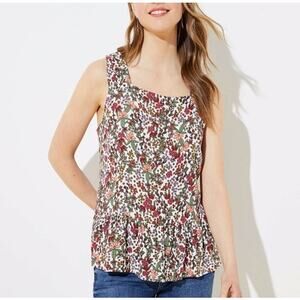 Loft Garden Square Neck Peplum Sleeveless Top Women’s Size XXS